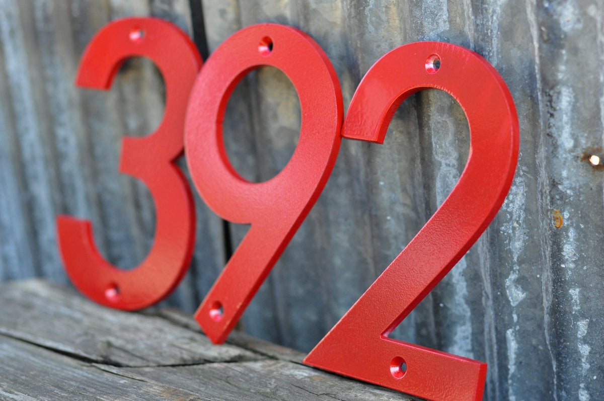 Powder Coated Red House Number